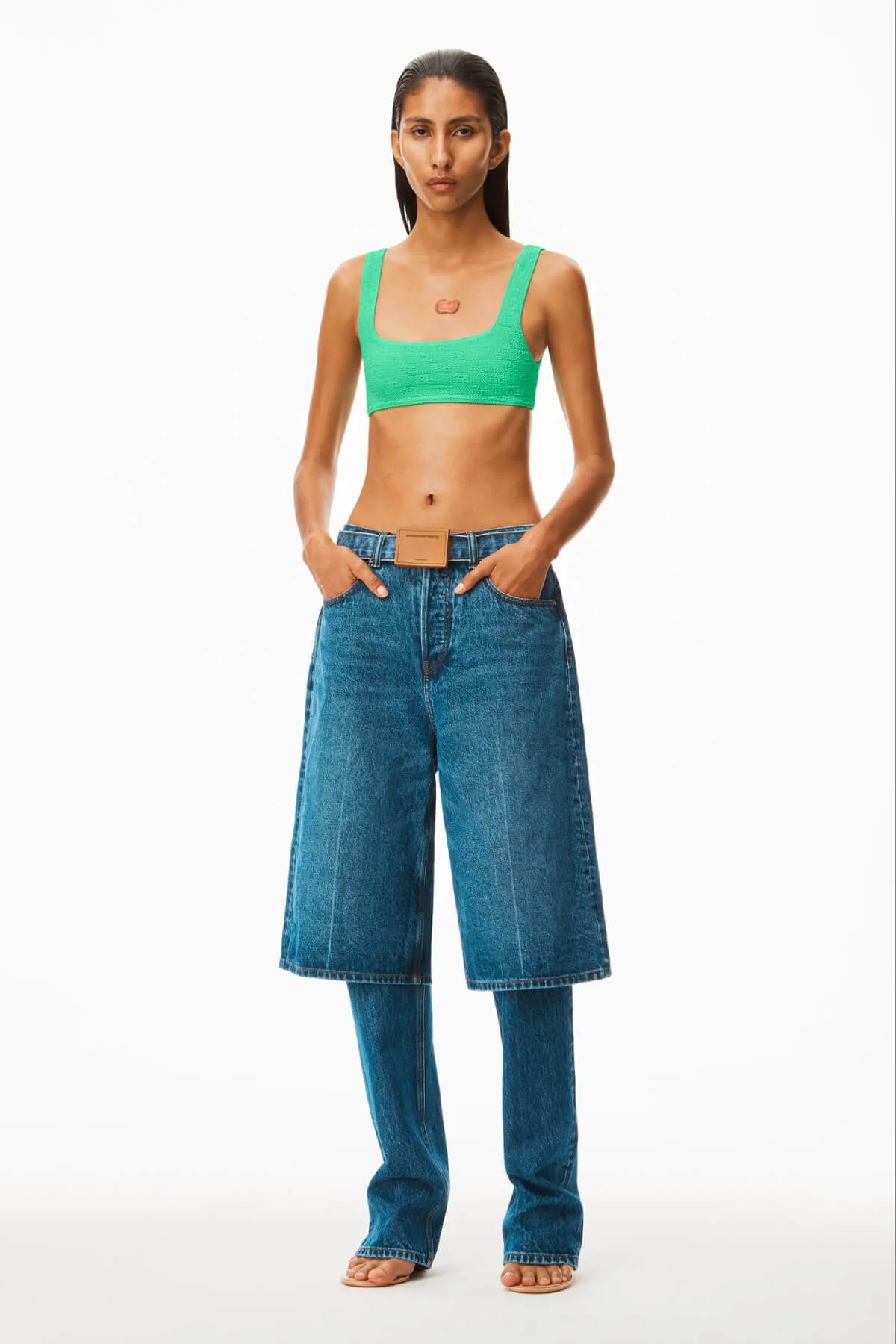 Damen Alexander Wang alexanderwang.t Strukturierter Jacquard-Bikini-Oberteil - Minzgrün