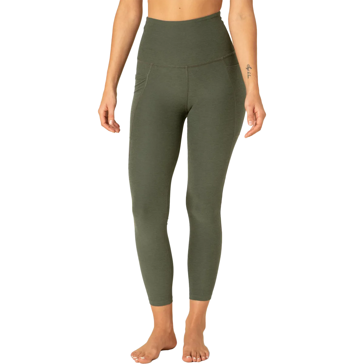 Damen Spacedye High Waist Midi Legging mit Seitentaschen