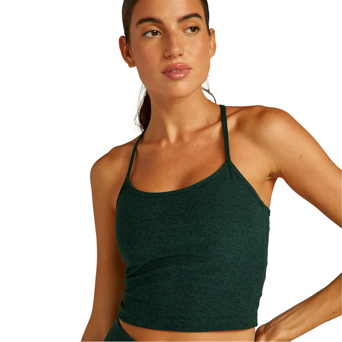 Damen Spacedye Slim Racerback Cropped Tank
