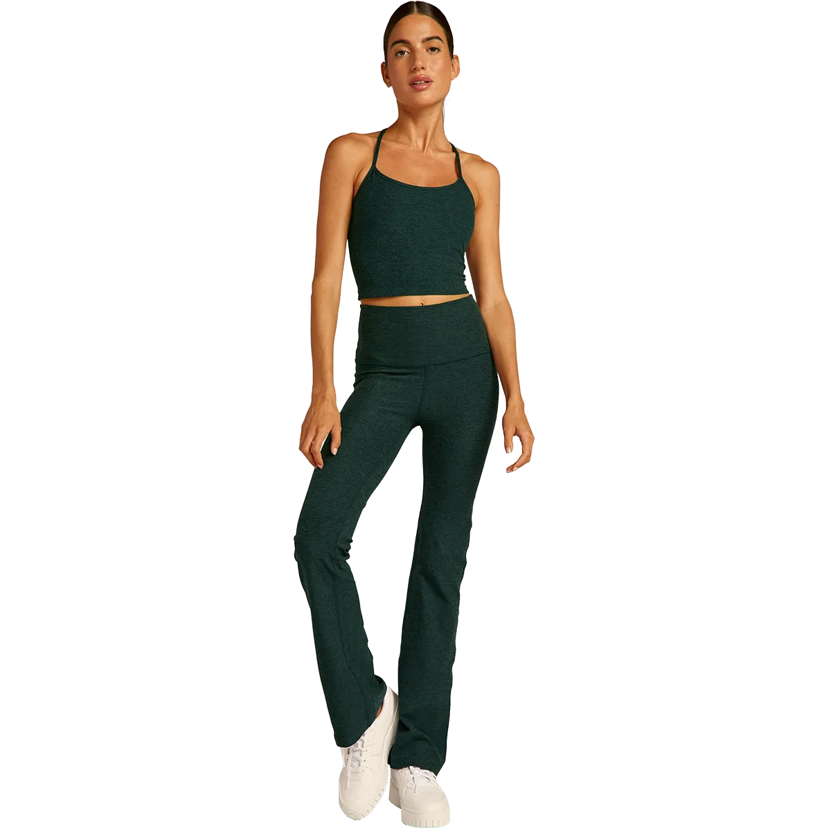 Damen Spacedye Slim Racerback Cropped Tank
