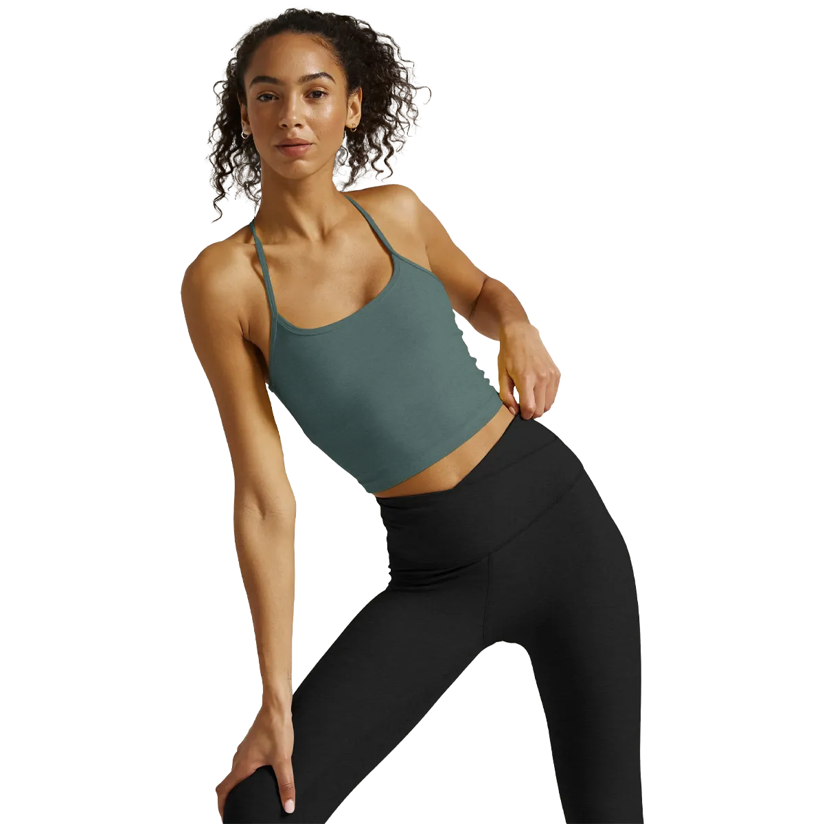 Damen Spacedye Slim Racerback Cropped Tank