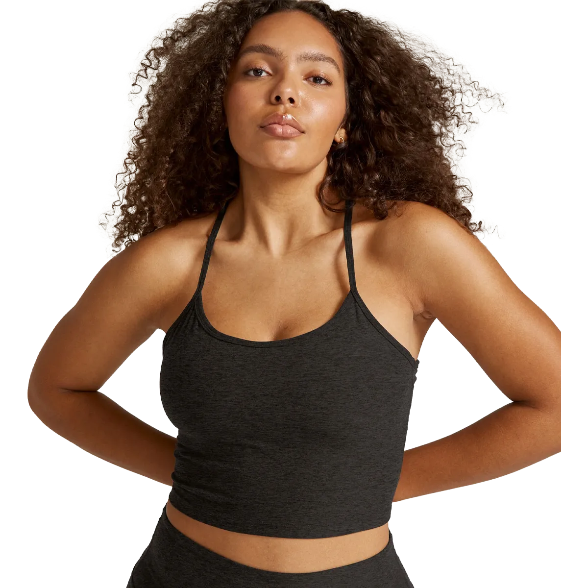 Damen Spacedye Slim Racerback Cropped Tank