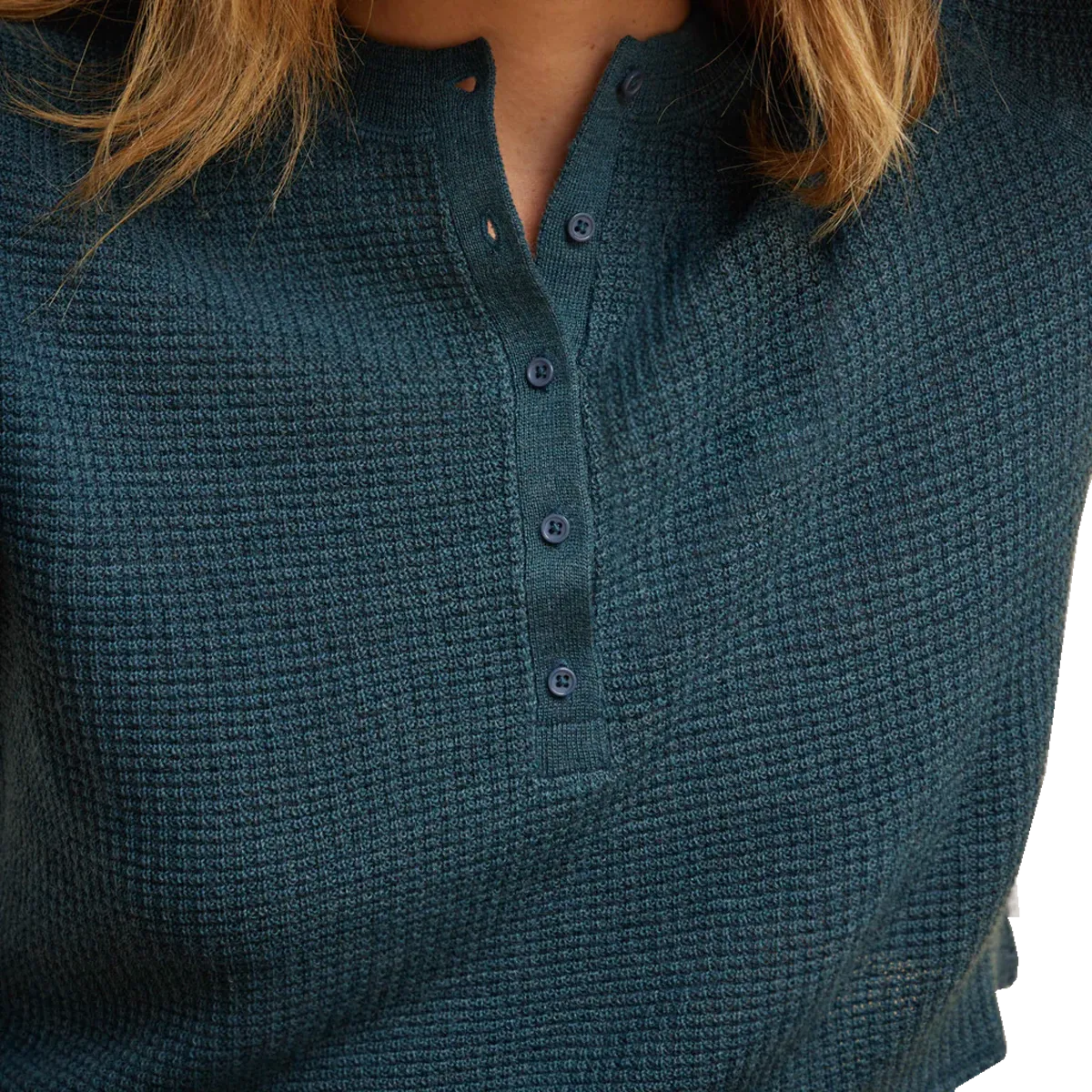 Damen Thermo Henley Langarmhemd mit Vintage-Optik
