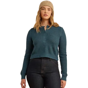 Damen Thermo Henley Langarmhemd mit Vintage-Optik